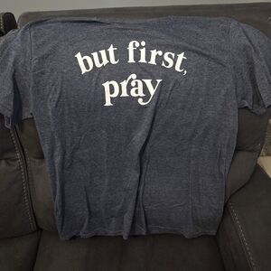 But First Pray Graphic Tee - Navy with White Text
